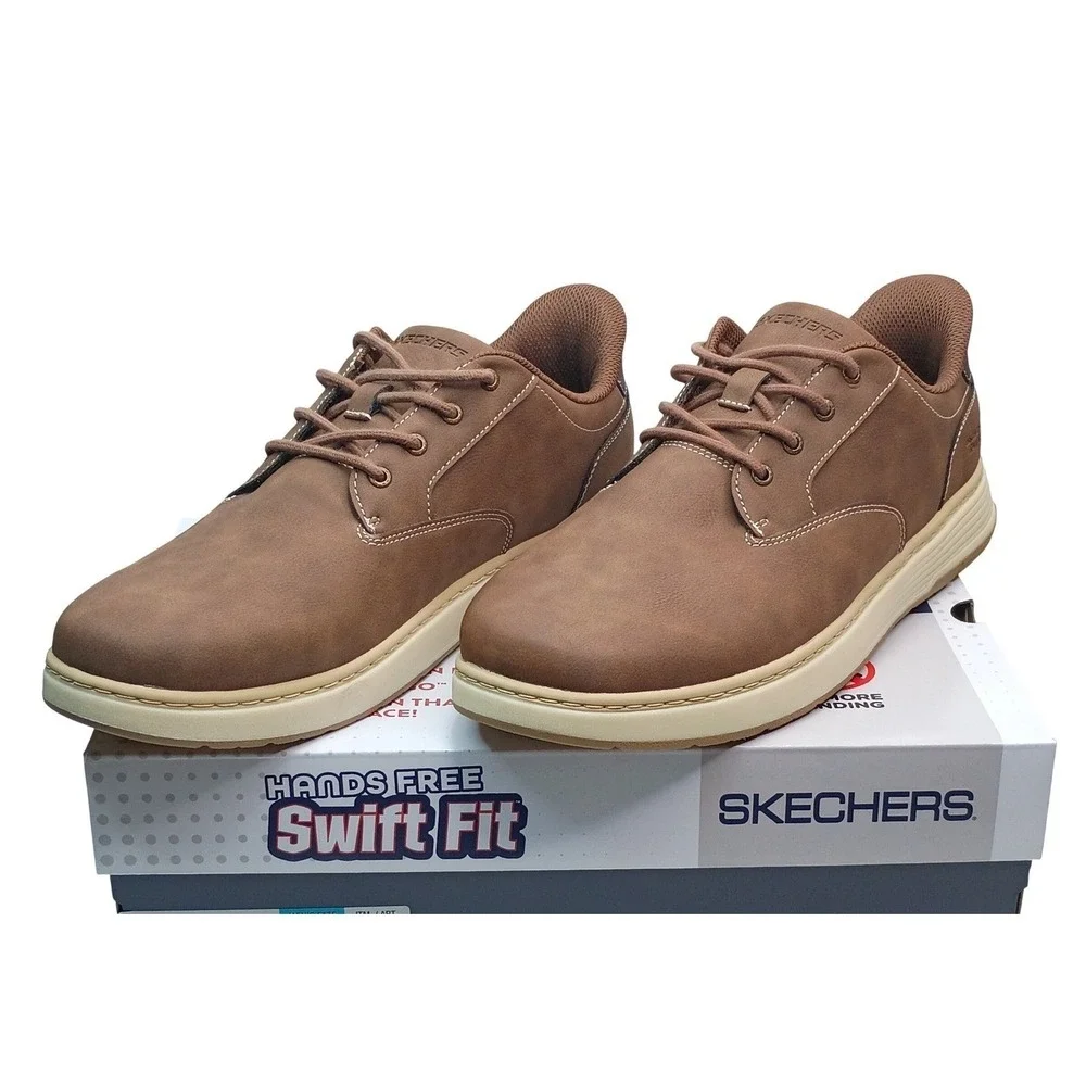 Skechers Swift Fit Hands Free Slip-ins Men Size 10 Brown Synthetic Leather